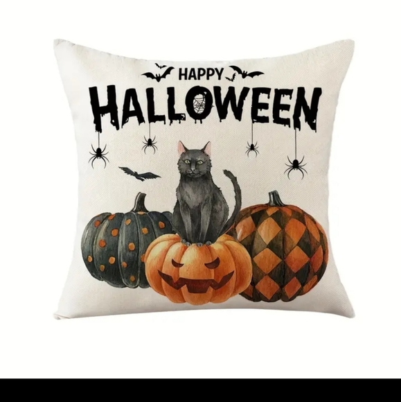 New Set of 4 Vintage Halloween pumpkin cat 18x18 Pillow Covers.Message me ur… - Picture 10 of 12
